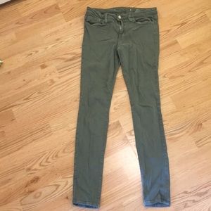 Green skinny jeans